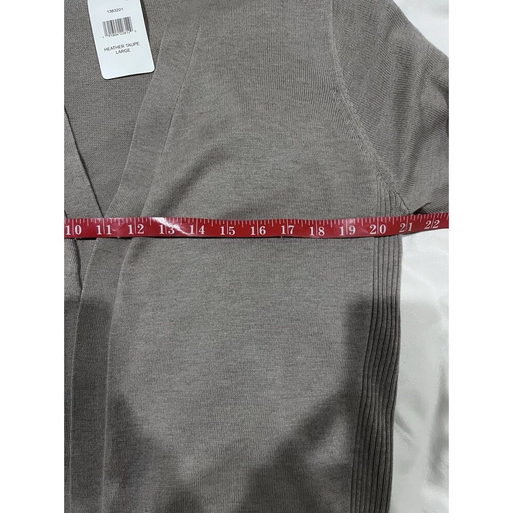 NWT Matty M Women’s Heather Taupe Beige Long Open Cardigan Sweater Large Pockets - Picture 6 of 6